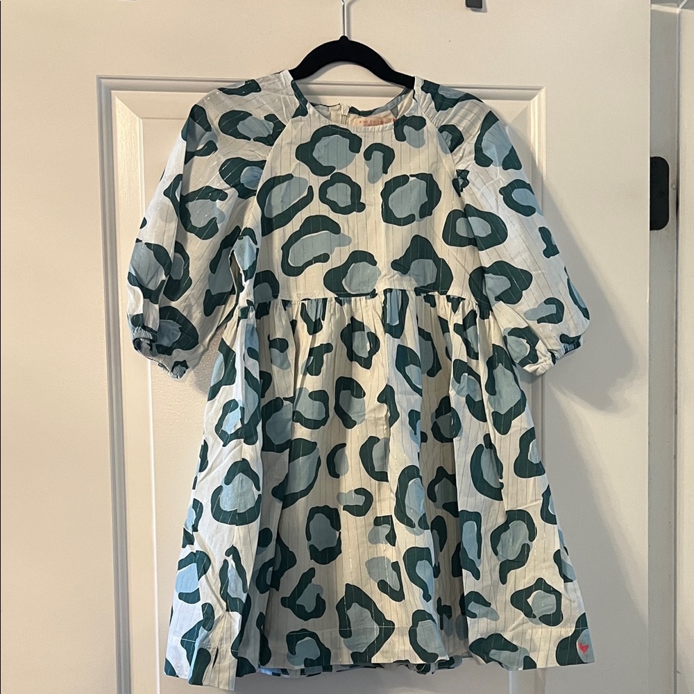 Pink Chicken Stylish Green and White Patterned Dress